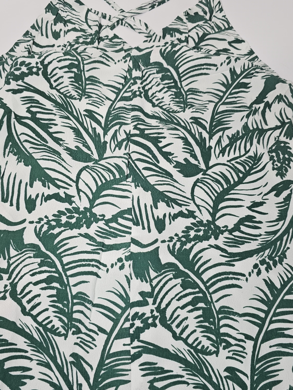 Harlyn Anthropologie Palm Leaf Maxi Dress Size S Green White Tropical - Picture 8 of 13
